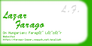 lazar farago business card